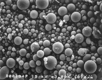Partículas de ceniza, vistas a 2000 veces su tamaño